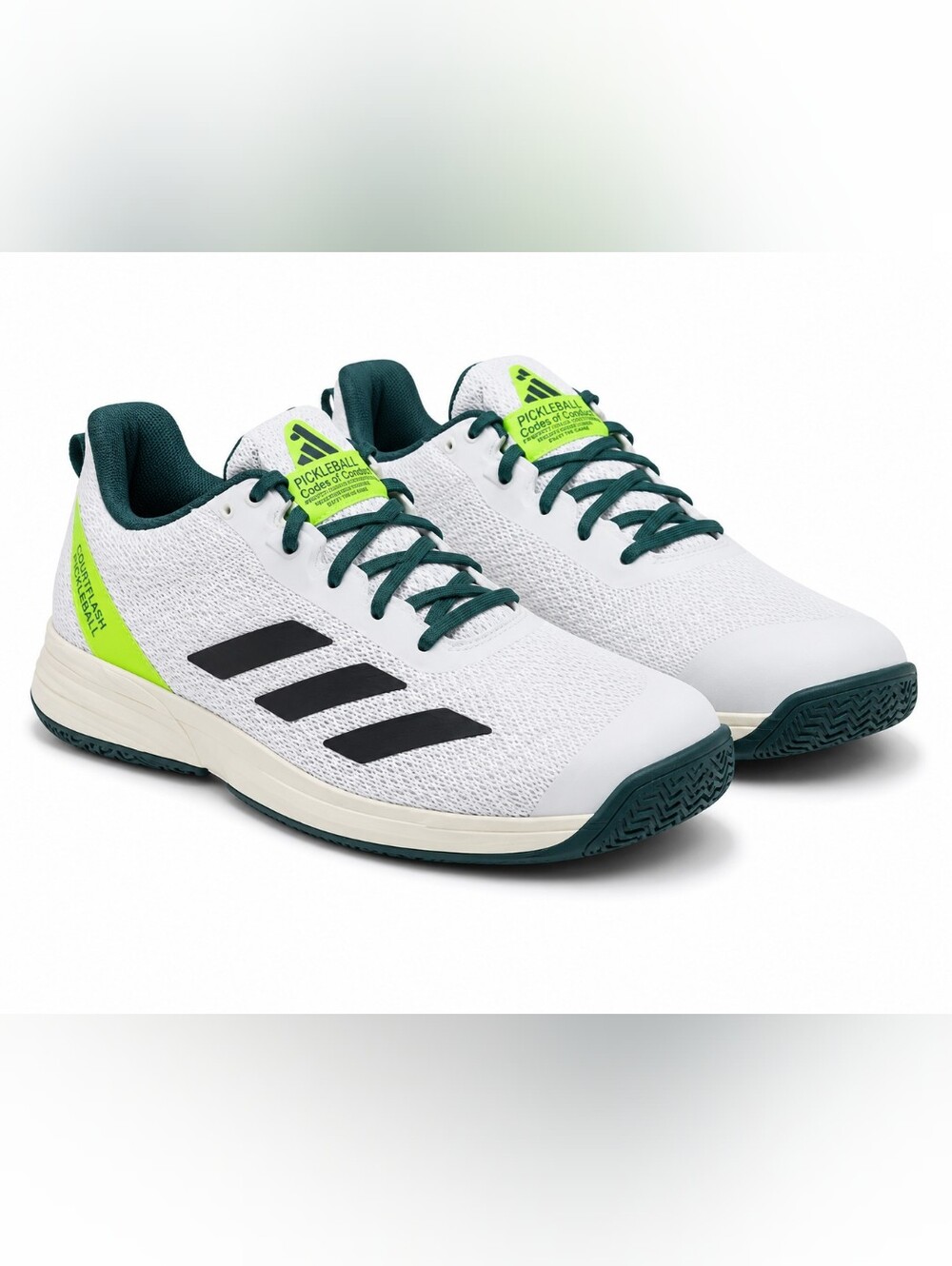 NWT Adidas Courtflash Pickleball Court Shoes White Green 12 JQ0695 Tenniscore